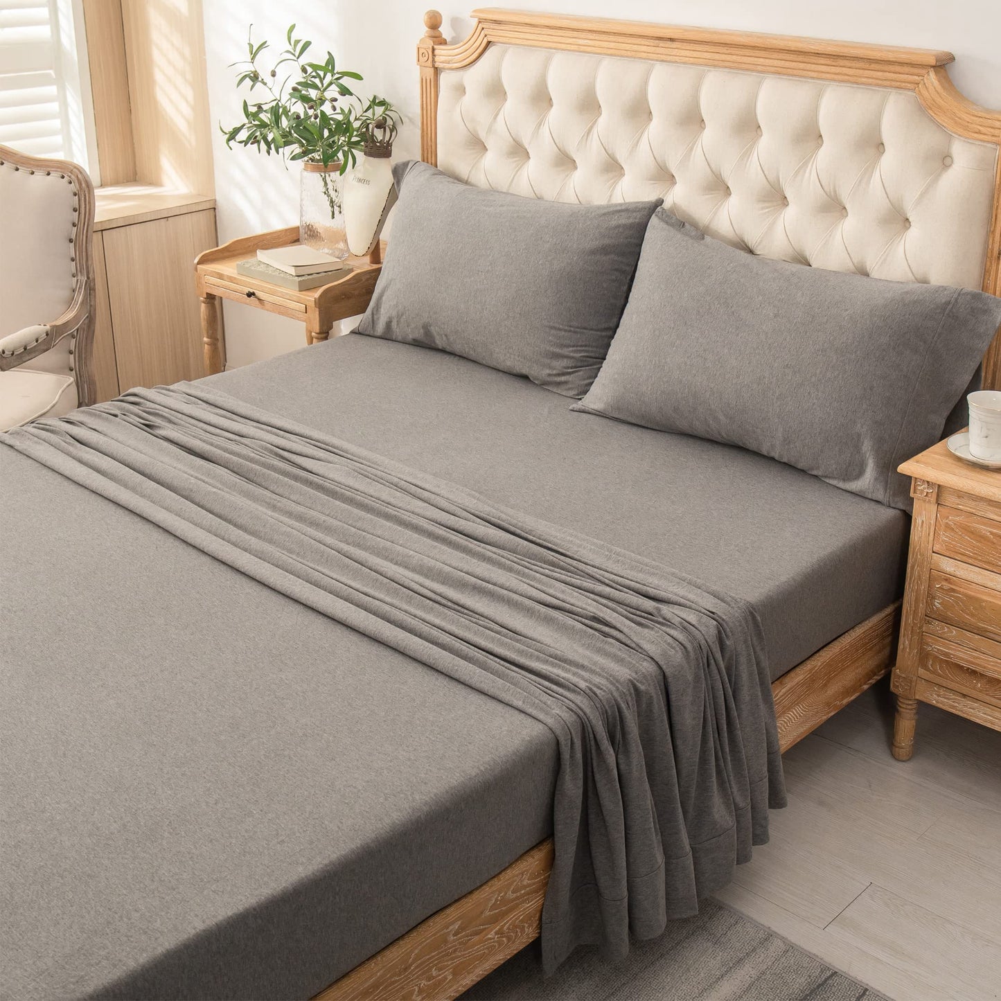 Jersey Knit 4pc Bed Sheet Set