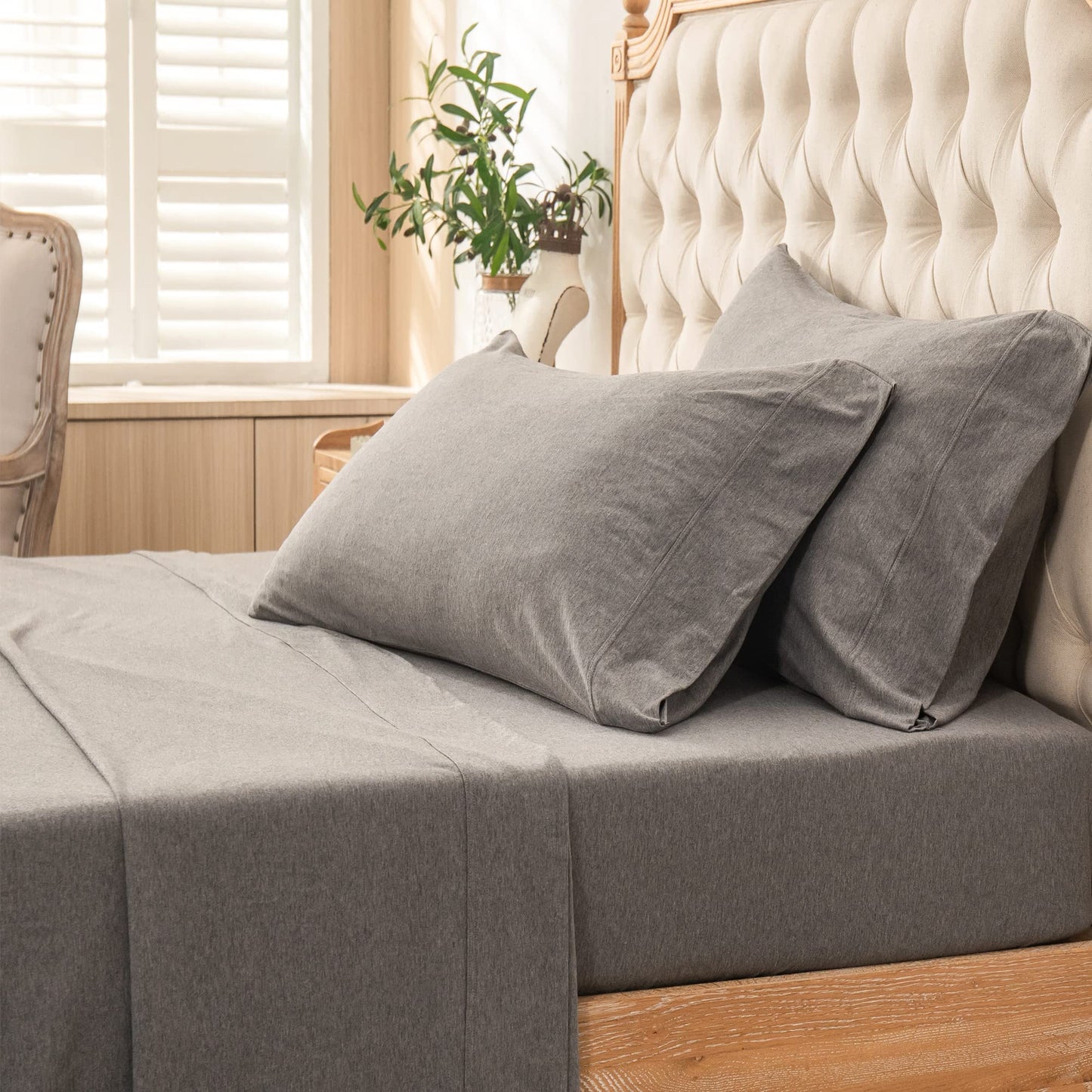 Jersey Knit 4pc Bed Sheet Set
