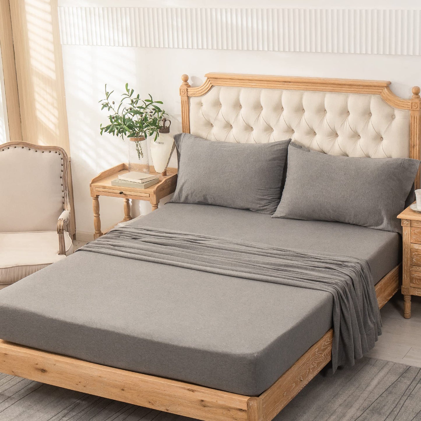 Jersey Knit 4pc Bed Sheet Set